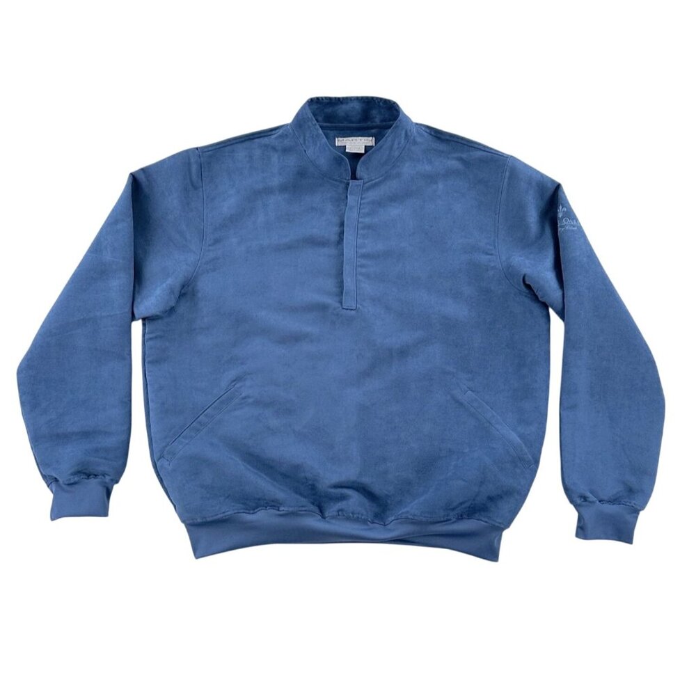 Martin Royal Oaks Country Club Blue Faux Suede 1/2 Zip Pullover Golf Jacket XL